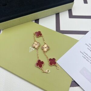 Van Cleef & Arpels 18K Rose Gold Laser-Iridized Four-Leaf Clover Bracelet